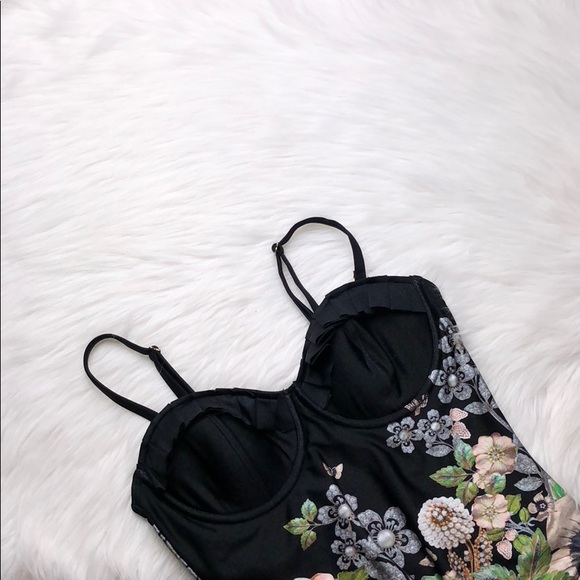Ted Baker Other - TED BAKER LONDON BLACK FLORAL PEARL PRINT SWMSUIT